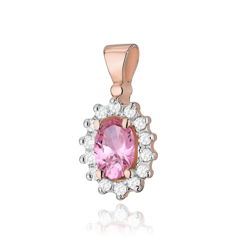 Pandantiv Aur 14K cu Topaz Roz 0.50 ct si Diamante Naturale 0.12 ct, imaginea 1 din 6