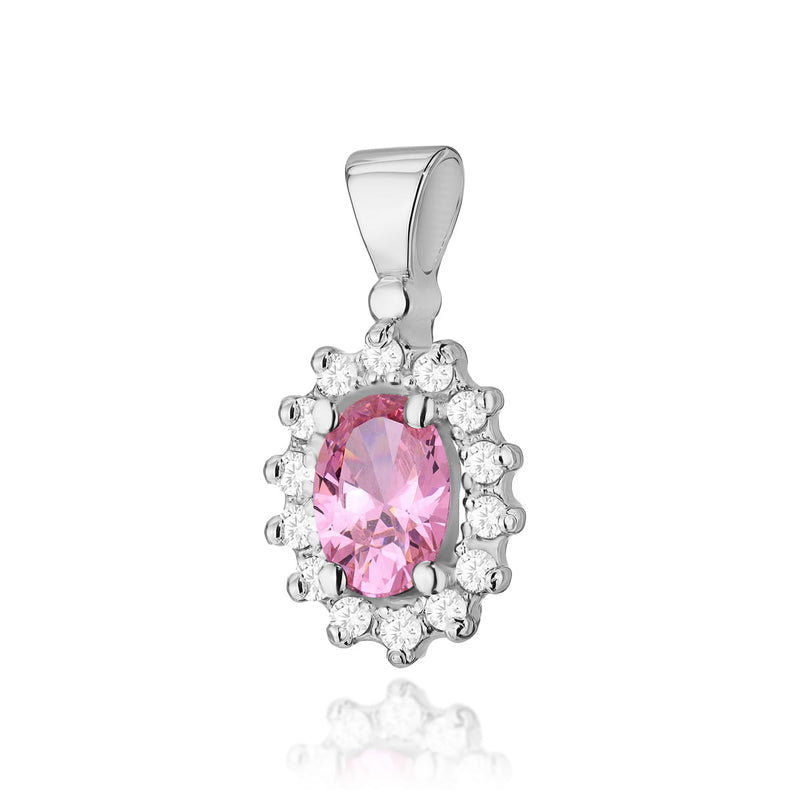 Pandantiv Aur 14K cu Topaz Roz 0.50 ct si Diamante Naturale 0.12 ct, imaginea 3 din 6