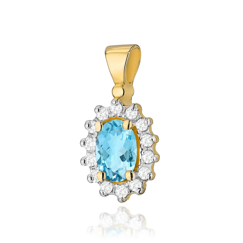 Pandantiv Aur 14K cu Topaz Swiss 0.50 ct si Diamante Naturale 0.12 ct — Aur galben