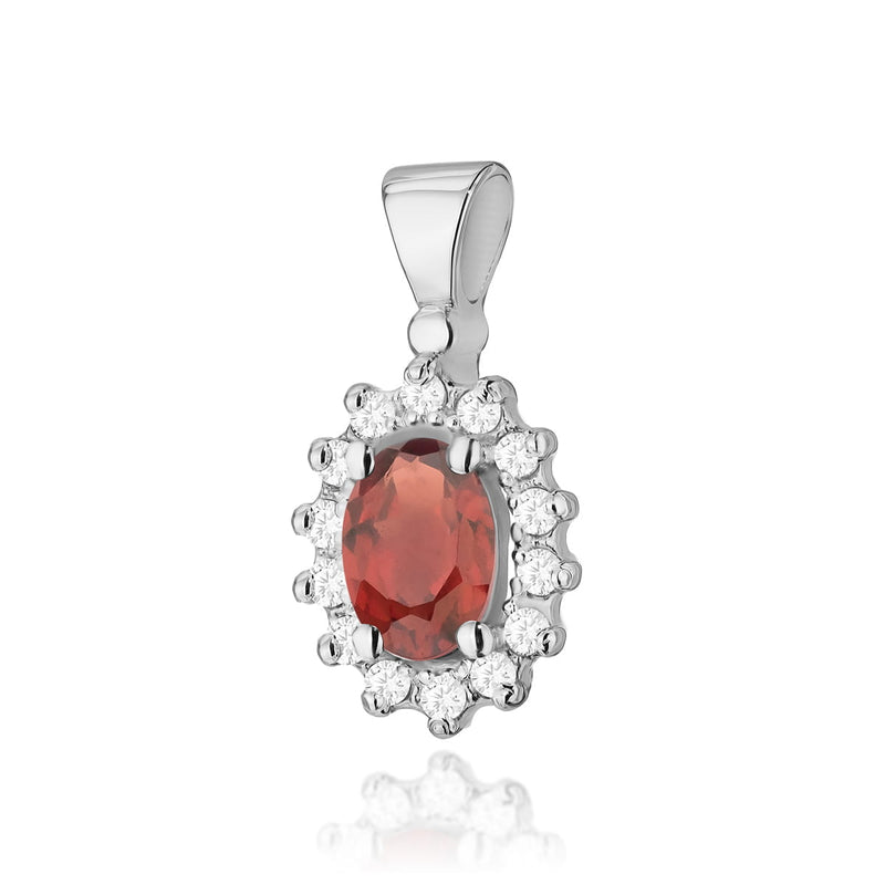 Pandantiv Aur 14K cu Granat 0.50 ct si Diamante Naturale 0.12 ct, imaginea 1 din 6
