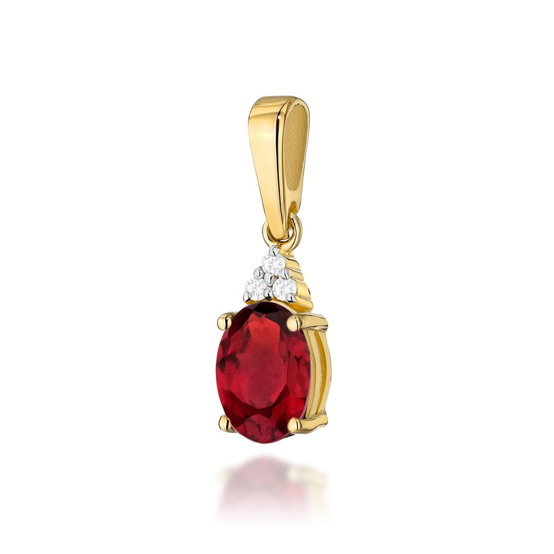 Pandantiv Aur 14K cu Rubin 1.00 ct si Diamante Naturale 0.03 ct — Aur galben