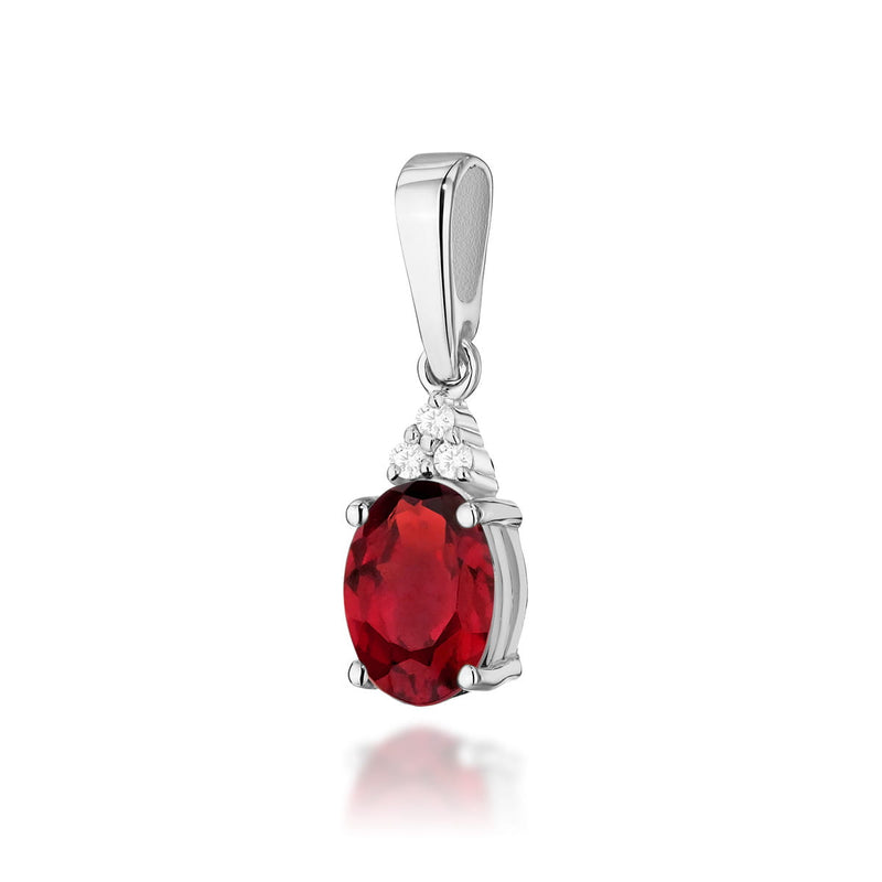 Pandantiv Aur 14K cu Rubin 1.00 ct si Diamante Naturale 0.03 ct, imaginea 2 din 4