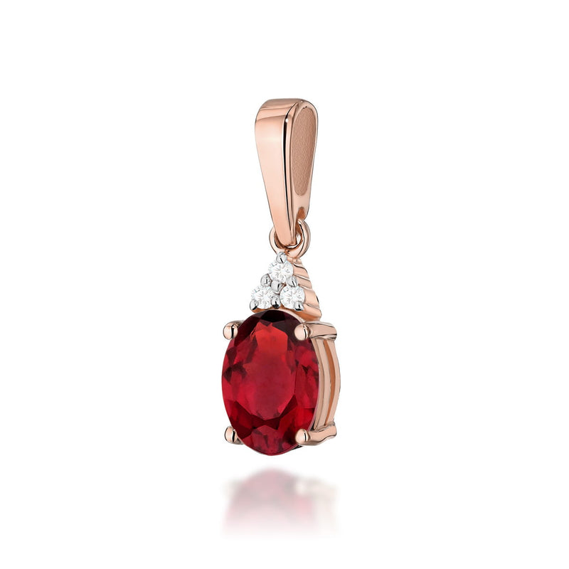 Pandantiv Aur 14K cu Rubin 1.00 ct si Diamante Naturale 0.03 ct, imaginea 3 din 4