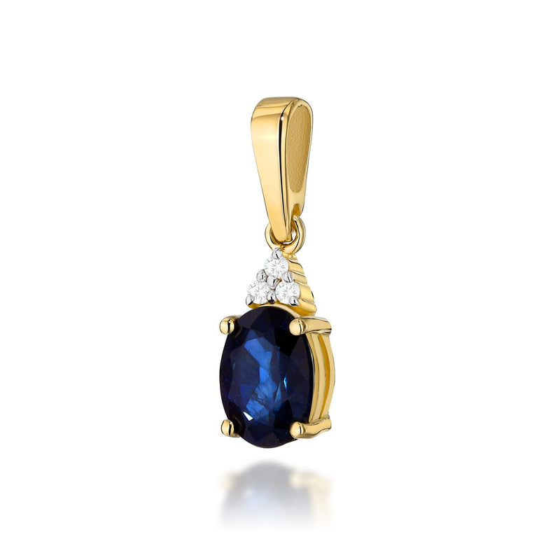 Pandantiv Aur 14K cu Safir 0.90 ct si Diamante Naturale 0.03 ct — Aur galben