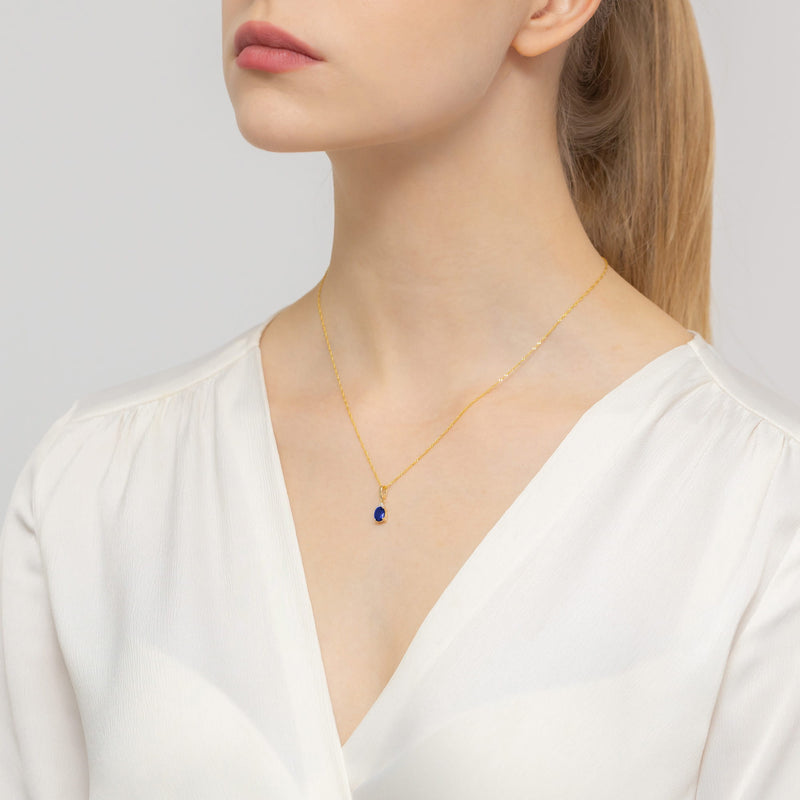 Pandantiv Aur 14K cu Safir 0.90 ct si Diamante Naturale 0.03 ct, imaginea 4 din 4
