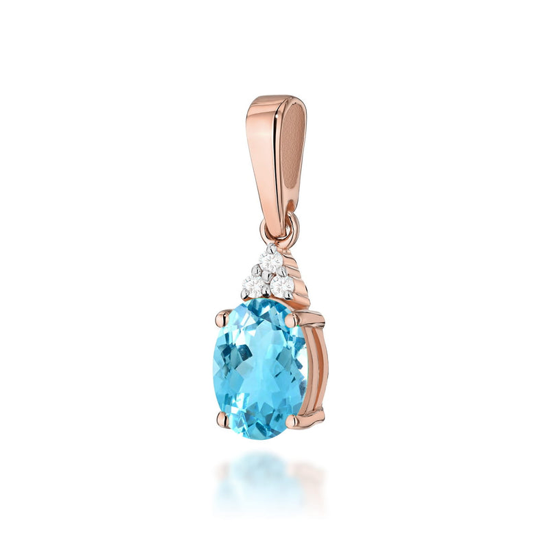 Pandantiv Aur 14K cu Topaz Swiss 0.90 ct si Diamante Naturale 0.03 ct, imaginea 2 din 4