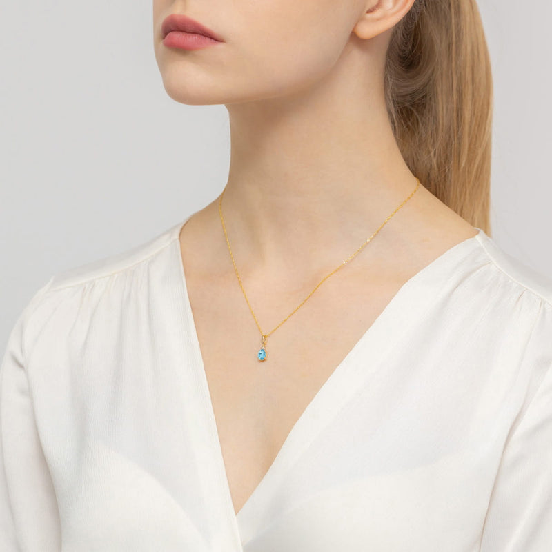 Pandantiv Aur 14K cu Topaz Swiss 0.90 ct si Diamante Naturale 0.03 ct, imaginea 4 din 4