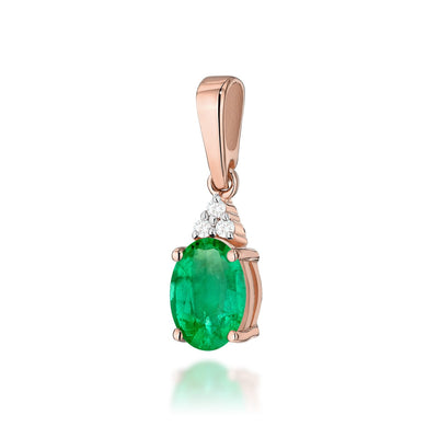 Pandantiv Aur 14K cu Smarald 0.80 ct si Diamante Naturale 0.03 ct