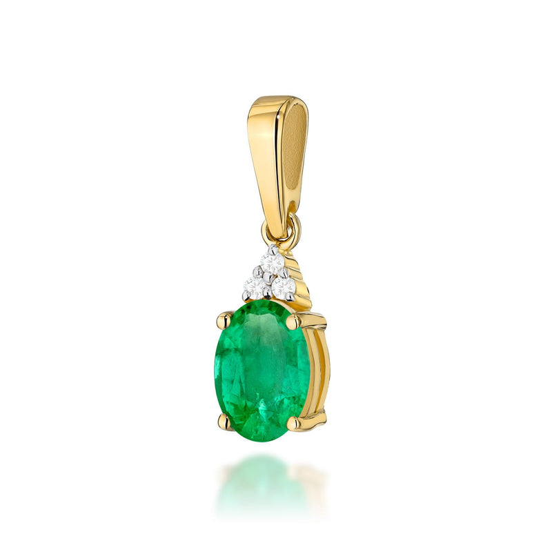 Pandantiv Aur 14K cu Smarald 0.80 ct si Diamante Naturale 0.03 ct — Aur galben