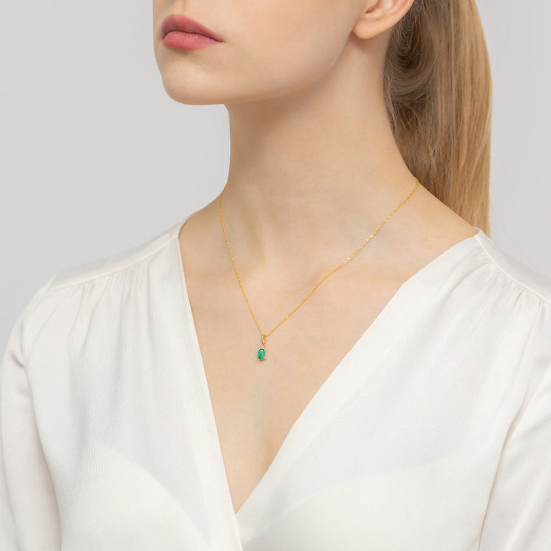 Pandantiv Aur 14K cu Smarald 0.80 ct si Diamante Naturale 0.03 ct, imaginea 4 din 4