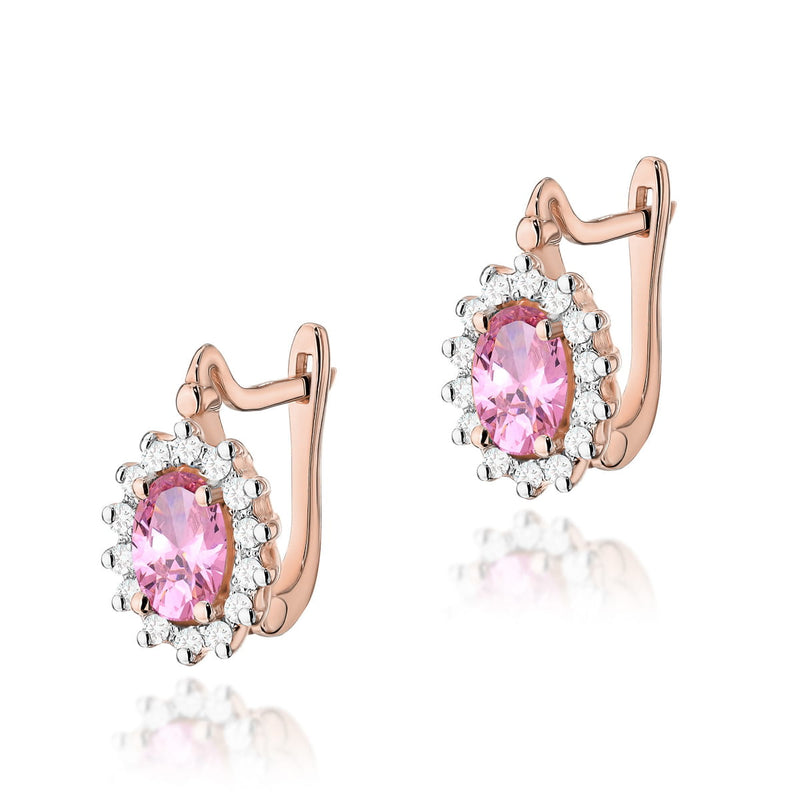 Cercei Aur 14K cu Topaz Roz 0.50 ct si Diamante Naturale 0.24 ct, imaginea 5 din 6