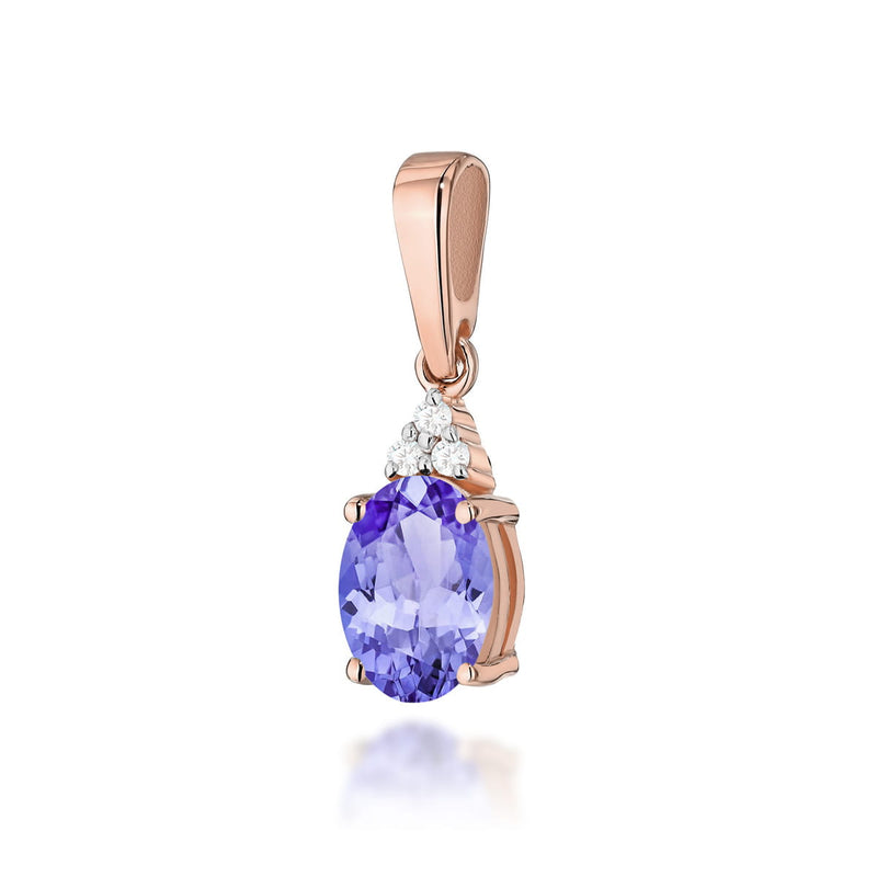 Pandantiv Aur 14K cu Tanzanit 0.70 ct si Diamante Naturale 0.03 ct, imaginea 2 din 4