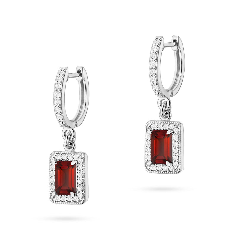 Cercei Aur 14K cu Granat 0.70 ct si Diamante Naturale 0.34 ct, imaginea 5 din 6