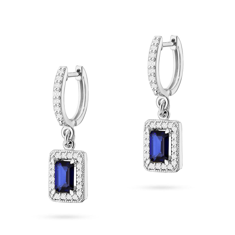 Cercei Aur 14K cu Safir 0.60 ct si Diamante Naturale 0.34 ct, imaginea 3 din 8