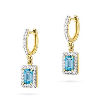 Cercei Aur 14K cu Topaz Swiss 0.65 ct si Diamante Naturale 0.34 ct