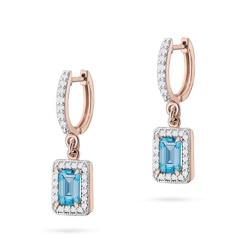 Cercei Aur 14K cu Topaz Swiss 0.65 ct si Diamante Naturale 0.34 ct, imaginea 5 din 6