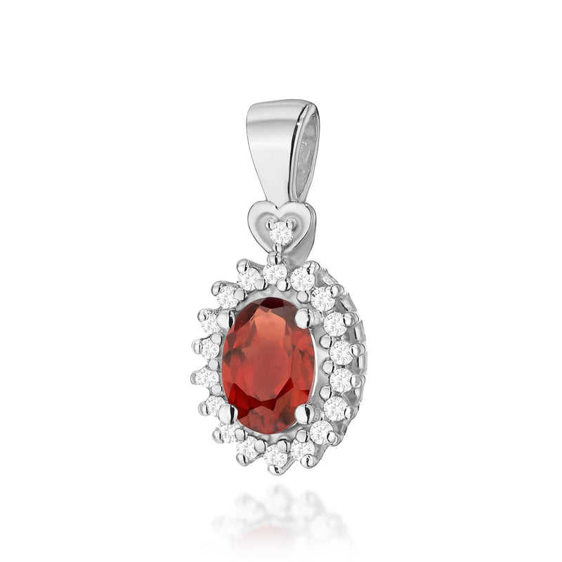 Pandantiv Aur 14K cu Granat 0.50 ct si Diamante Naturale 0.10 ct, imaginea 3 din 6