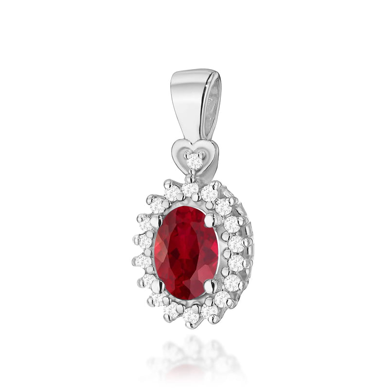 Pandantiv Aur 14K cu Rubin 0.60 ct si Diamante Naturale 0.10 ct, imaginea 1 din 6