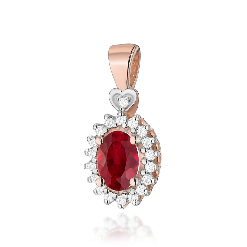 Pandantiv Aur 14K cu Rubin 0.60 ct si Diamante Naturale 0.10 ct, imaginea 5 din 6