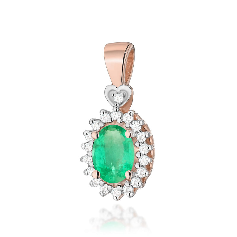 Pandantiv Aur 14K cu Smarald 0.40 ct si Diamante Naturale 0.10 ct, imaginea 5 din 6