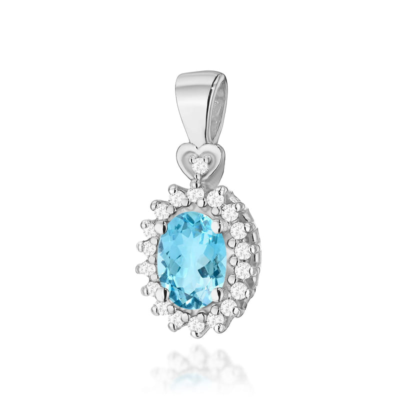 Pandantiv Aur 14K cu Topaz Swiss 0.50 ct si Diamante Naturale 0.10 ct, imaginea 3 din 6