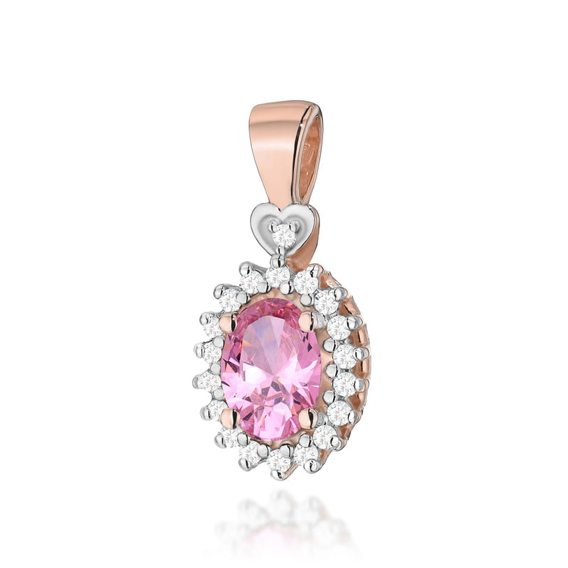 Pandantiv Aur 14K cu Topaz Roz 0.50 ct si Diamante Naturale 0.10 ct, imaginea 5 din 5