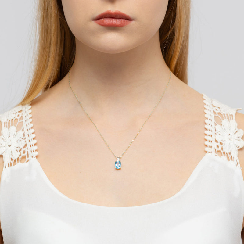 Pandantiv Aur 14K cu Topaz Swiss 2.40 ct si Diamant Natural 0.01 ct, imaginea 4 din 6