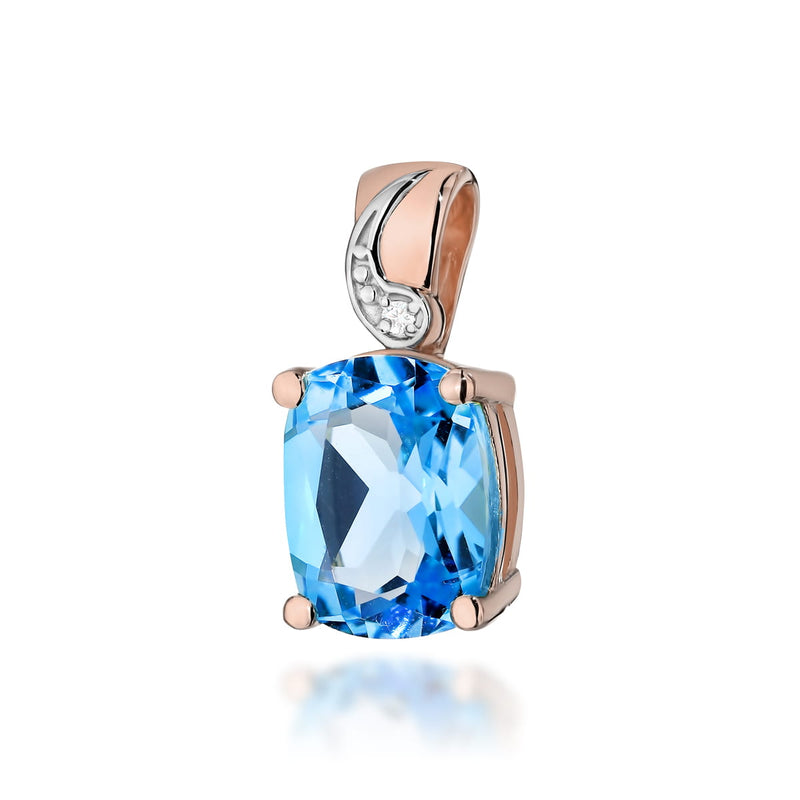 Pandantiv Aur 14K cu Topaz Swiss 2.40 ct si Diamant Natural 0.01 ct, imaginea 5 din 6