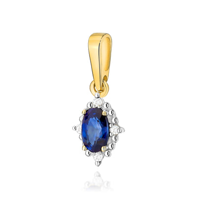 Pandantiv Aur 14K cu Safir 0.30 ct si Diamante Naturale 0.02 ct