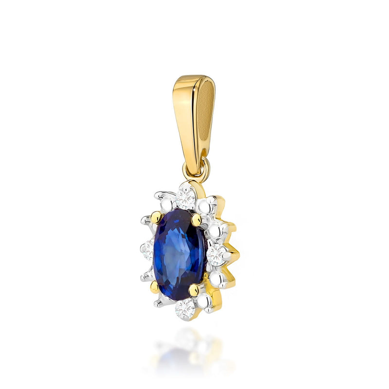 Pandantiv Aur 14K cu Safir 0.30 ct si Diamante Naturale 0.02 ct — Aur galben