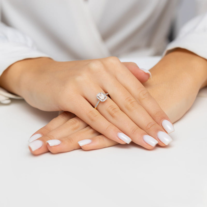 Inel Aur 14K cu Morganit 0.60 ct si Diamante Naturale 0.19 ct, imaginea 4 din 12