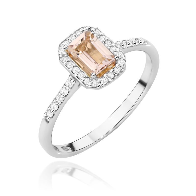 Inel Aur 14K cu Morganit 0.60 ct si Diamante Naturale 0.19 ct, imaginea 5 din 12