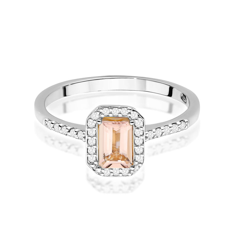 Inel Aur 14K cu Morganit 0.60 ct si Diamante Naturale 0.19 ct, imaginea 6 din 12