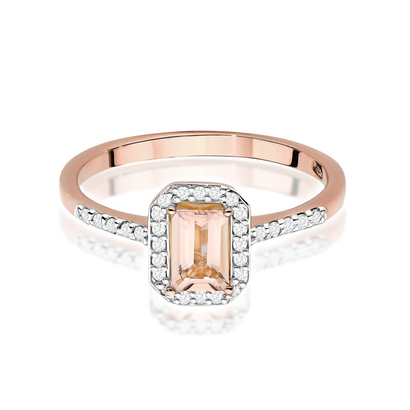 Inel Aur 14K cu Morganit 0.60 ct si Diamante Naturale 0.19 ct, imaginea 10 din 12
