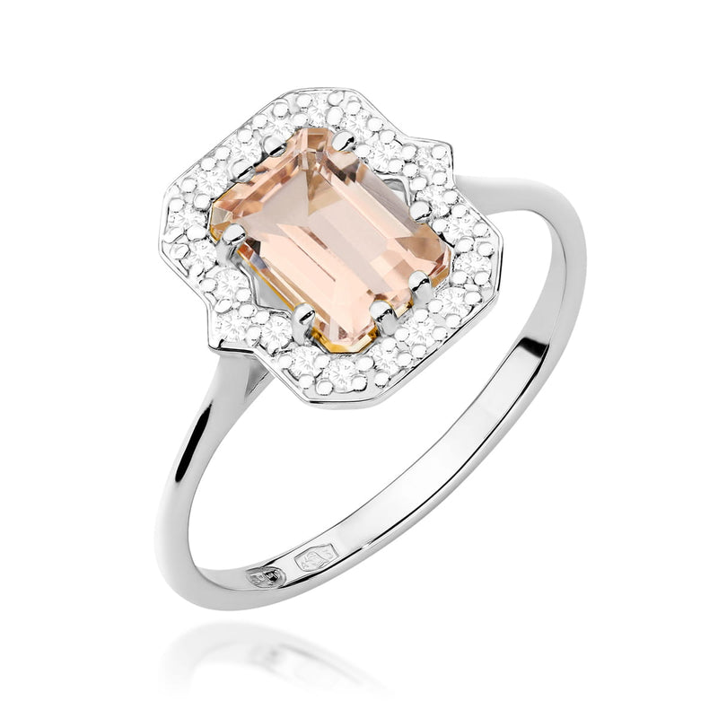 Inel Aur 14K cu Morganit 1.00 ct si Diamante Naturale 0.17 ct, imaginea 5 din 10