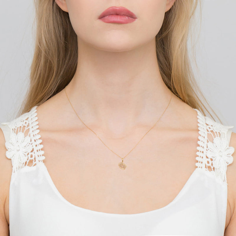 Pandantiv Aur 14K cu Diamante Naturale 0.06 ct — Aur galben