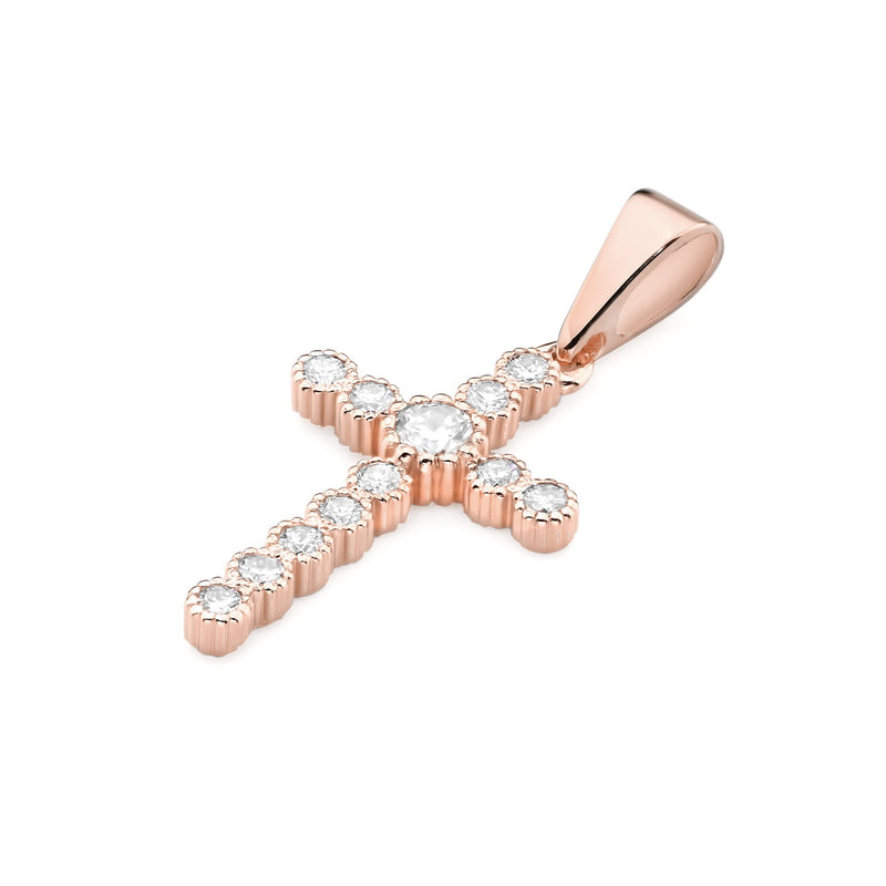 Pandantiv Cruce Aur 14 K cu Diamante 0.32 ct, imaginea 8 din 8