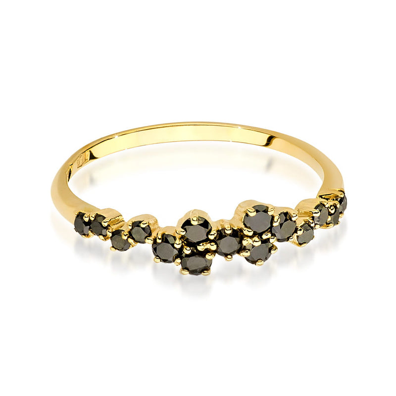 Inel Aur 14K cu Diamante Naturale Negre 0.33 ct, imaginea 2 din 10