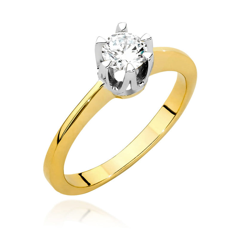 Inel Aur 14K cu Diamant Natural 0.40 ct — Aur galben