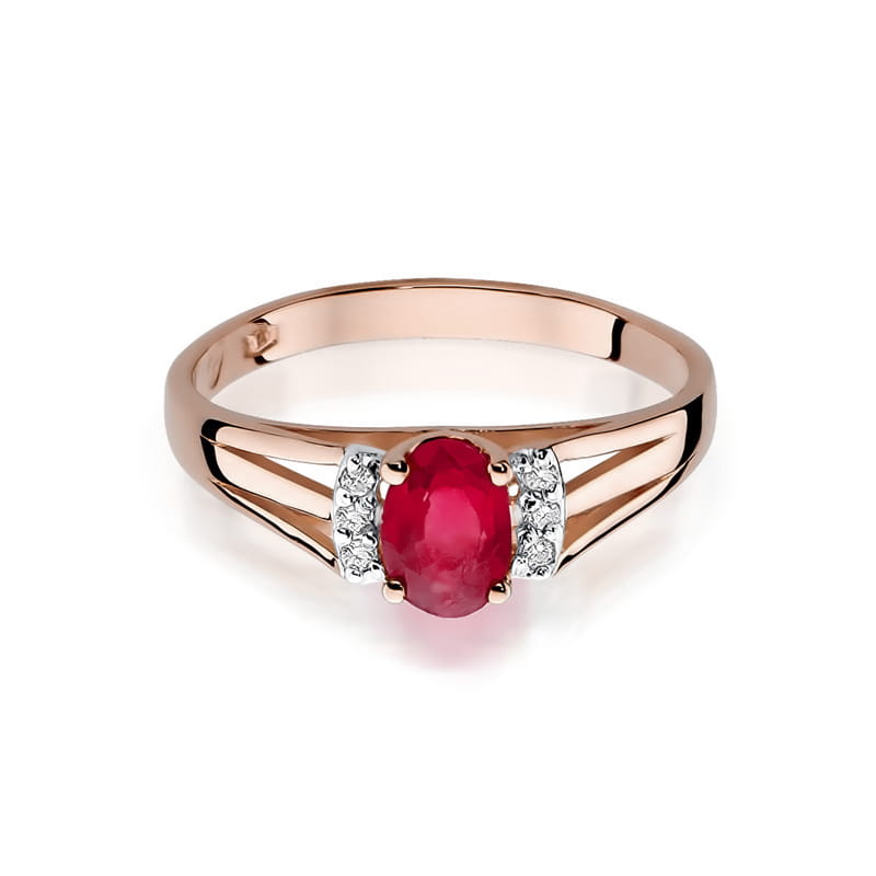 Inel Aur 14K cu Granat 0.50 ct si Diamante Naturale 0.05 ct, imaginea 6 din 12