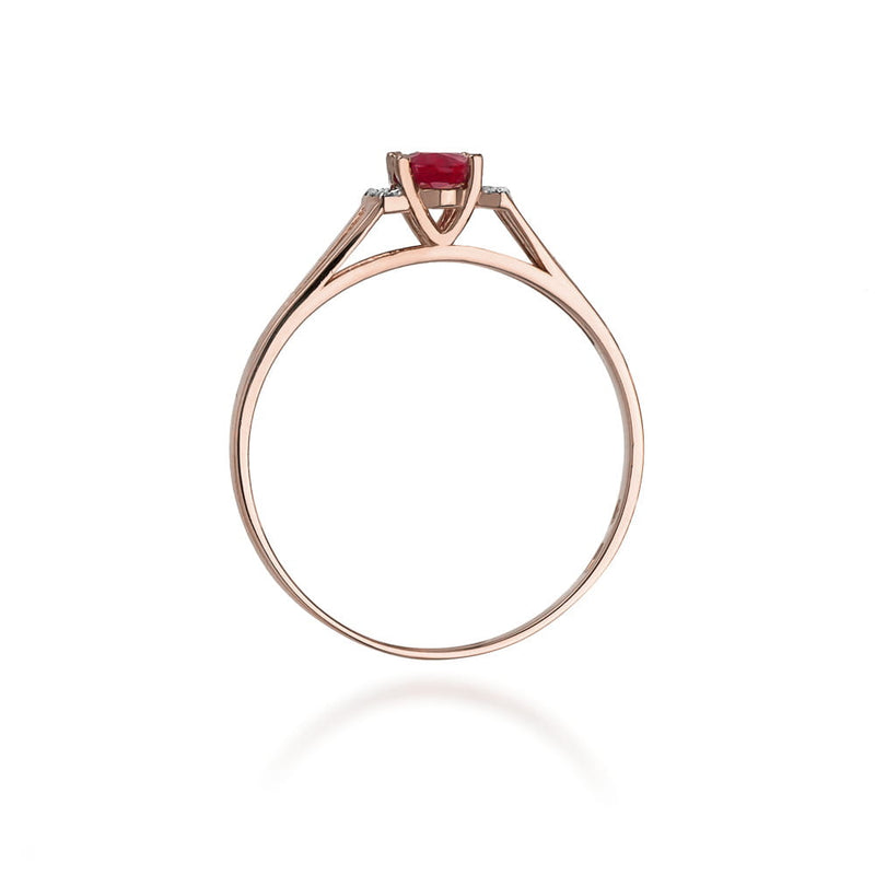 Inel Aur 14K cu Granat 0.50 ct si Diamante Naturale 0.05 ct, imaginea 7 din 12