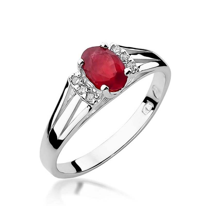 Inel Aur 14K cu Granat 0.50 ct si Diamante Naturale 0.05 ct, imaginea 9 din 12