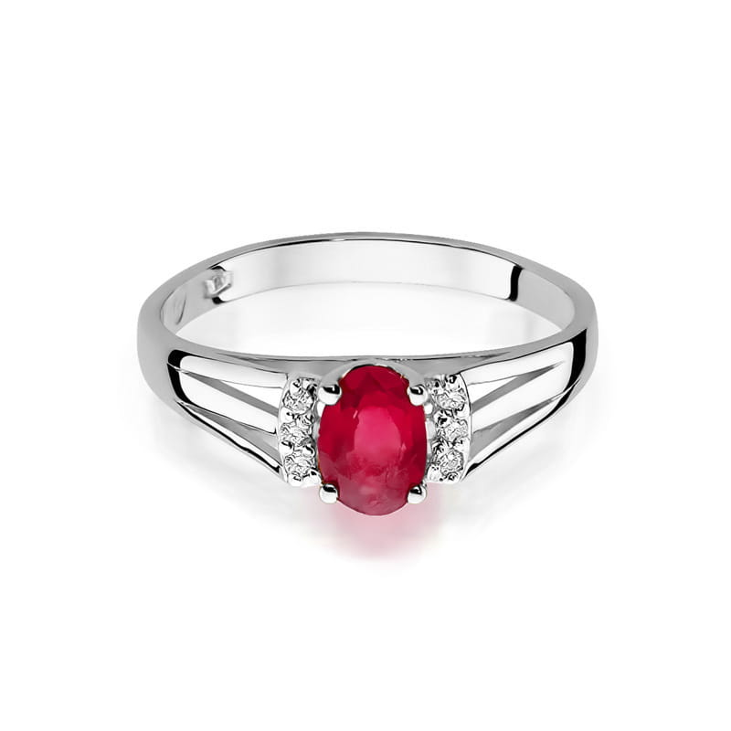 Inel Aur 14K cu Granat 0.50 ct si Diamante Naturale 0.05 ct, imaginea 10 din 12