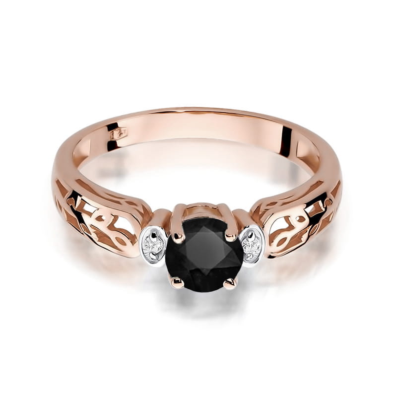 Inel Aur 14K cu Diamante Naturale Albe si Negre 0.52 ct, imaginea 6 din 10