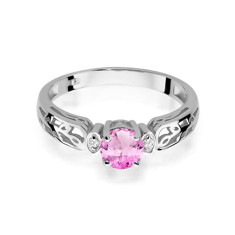 Inel Aur 14K cu Topaz Roz 0.60 ct si Diamante Naturale 0.02 ct, imaginea 6 din 11