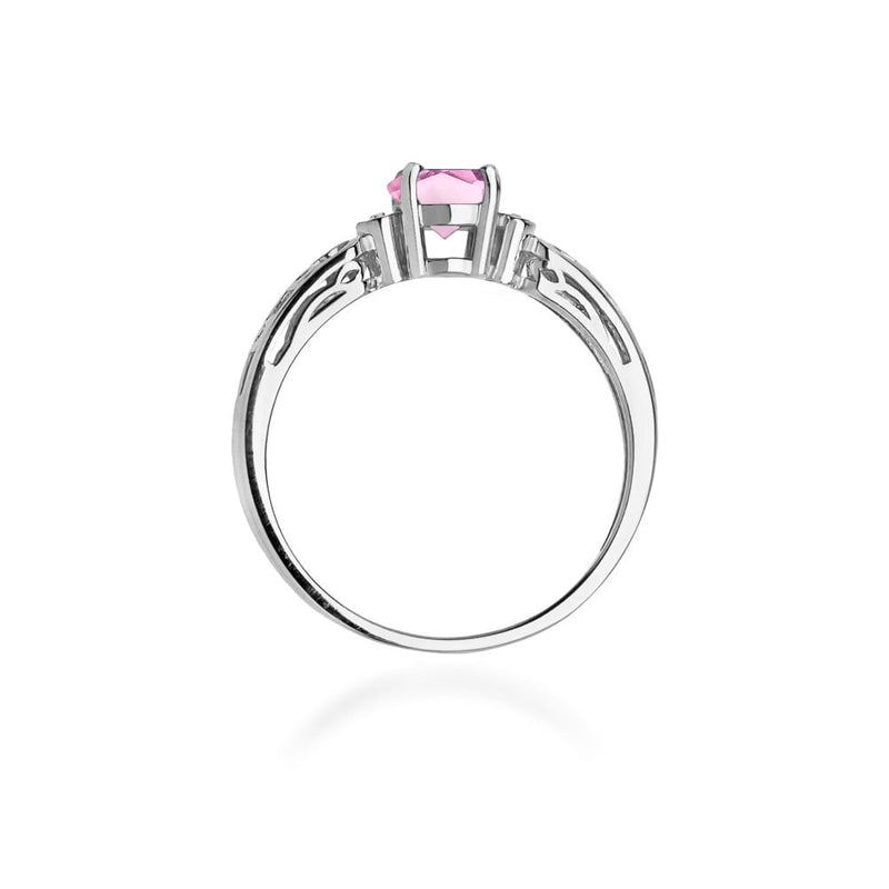 Inel Aur 14K cu Topaz Roz 0.60 ct si Diamante Naturale 0.02 ct, imaginea 7 din 11