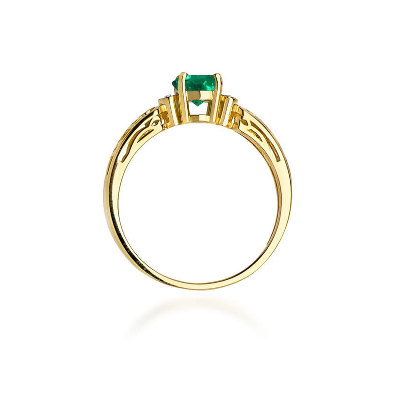 Inel Aur 14K cu Smarald 0.50 ct si Diamante Naturale 0.02 ct, imaginea 3 din 12