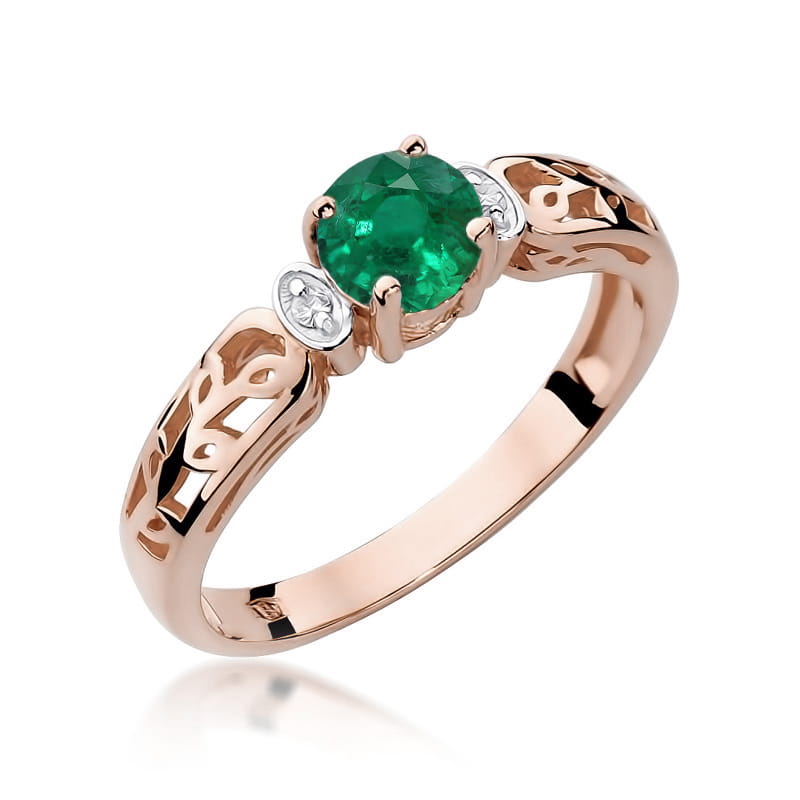 Inel Aur 14K cu Smarald 0.50 ct si Diamante Naturale 0.02 ct, imaginea 5 din 12
