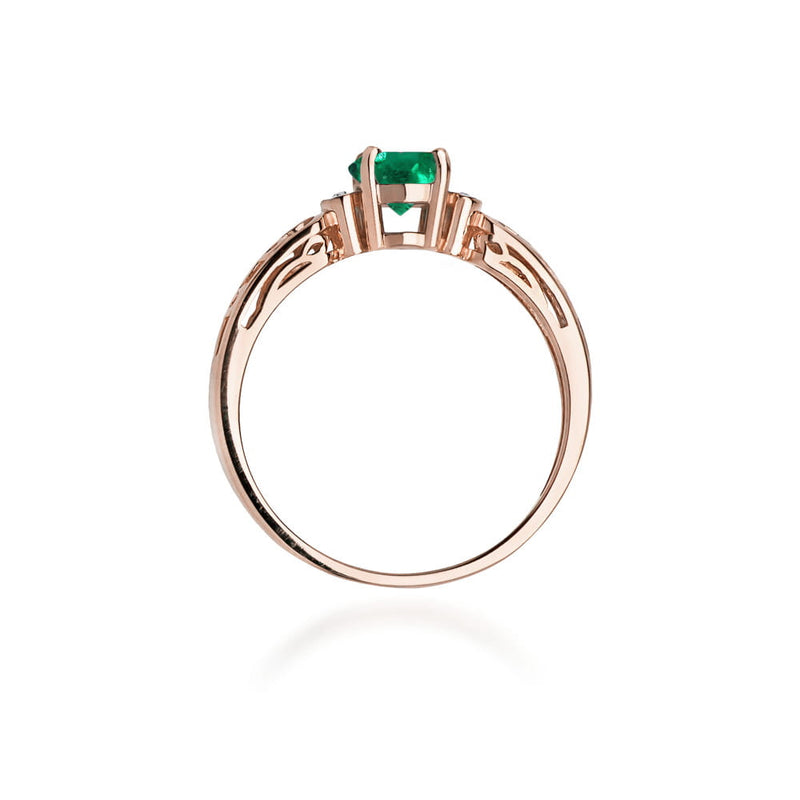 Inel Aur 14K cu Smarald 0.50 ct si Diamante Naturale 0.02 ct, imaginea 7 din 12