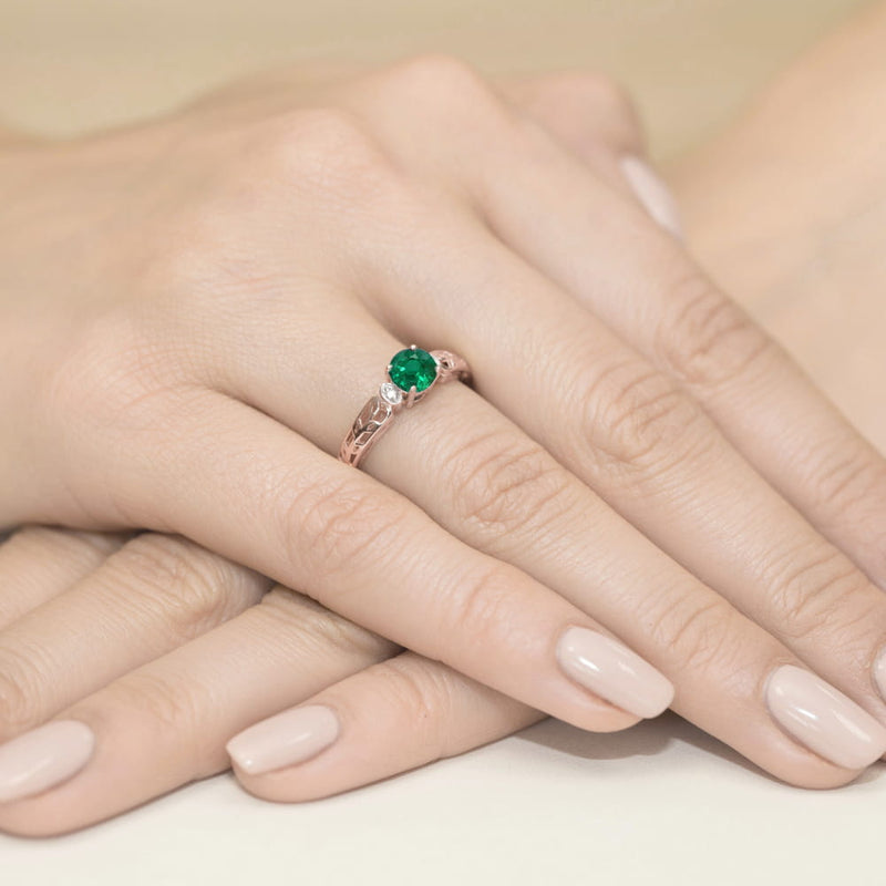 Inel Aur 14K cu Smarald 0.50 ct si Diamante Naturale 0.02 ct, imaginea 8 din 12